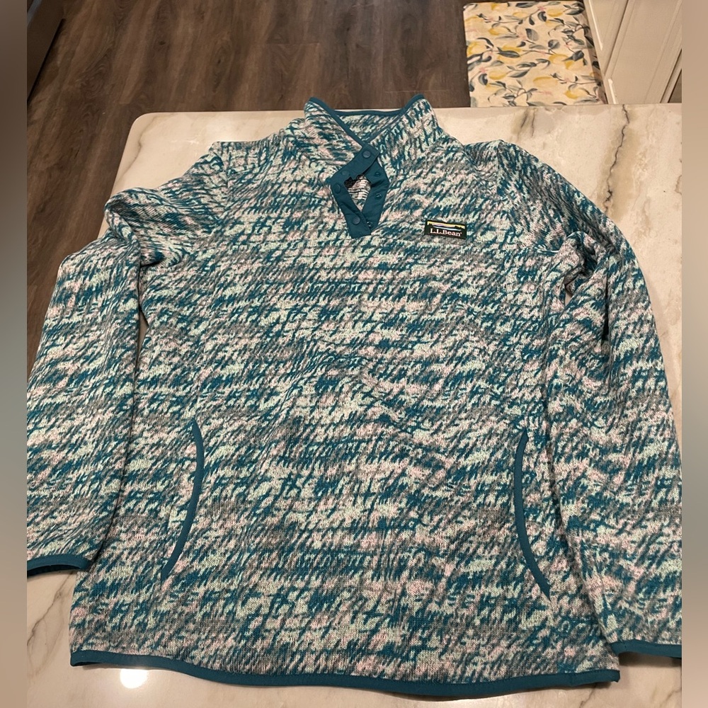 L.L. BEAN Women’s Sweater Fleece Pullover size Small Teal